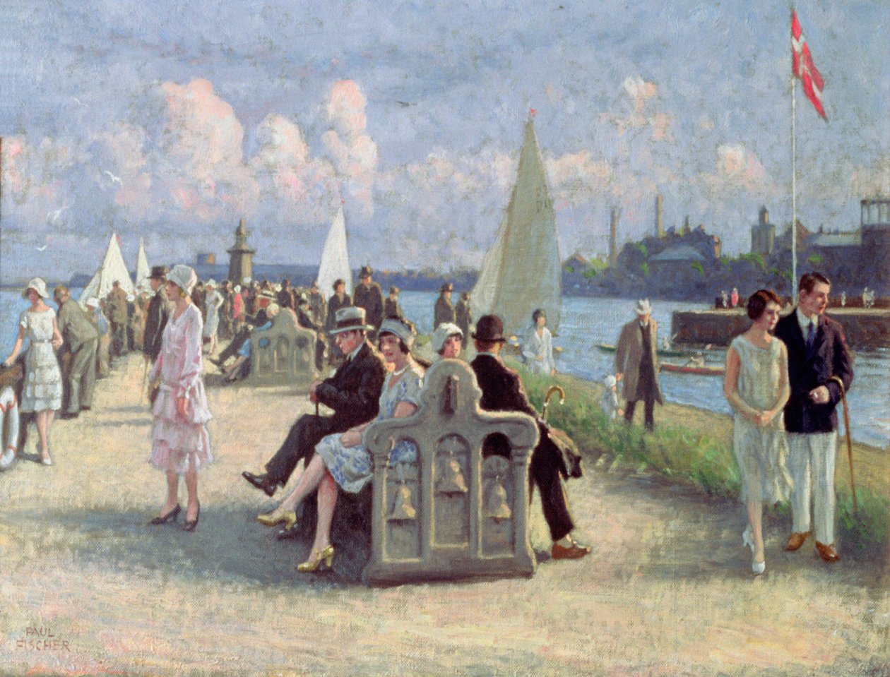 Folk på en promenade af Paul Fischer