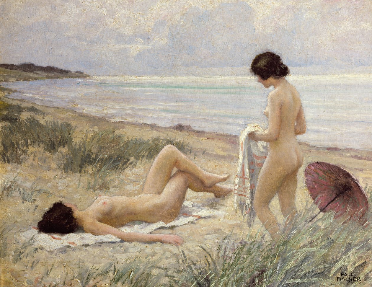 Sommer på stranden af Paul Fischer