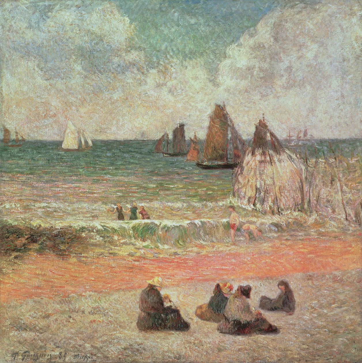 Badning, Dieppe, 1885 af Paul Gauguin