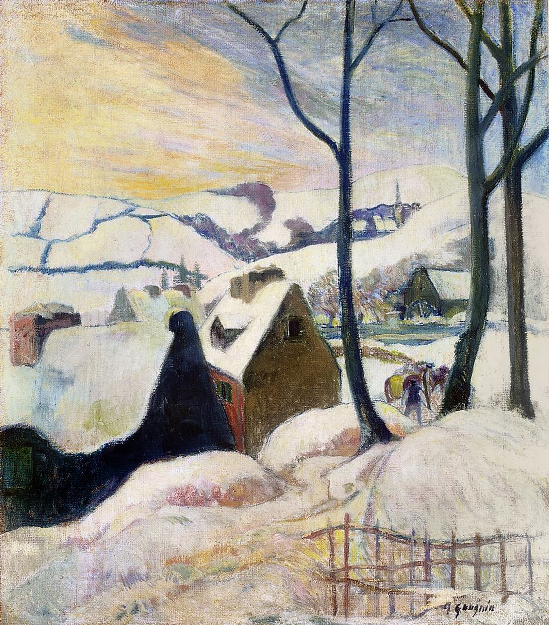 Bretons landsby under sne, 1894 af Paul Gauguin
