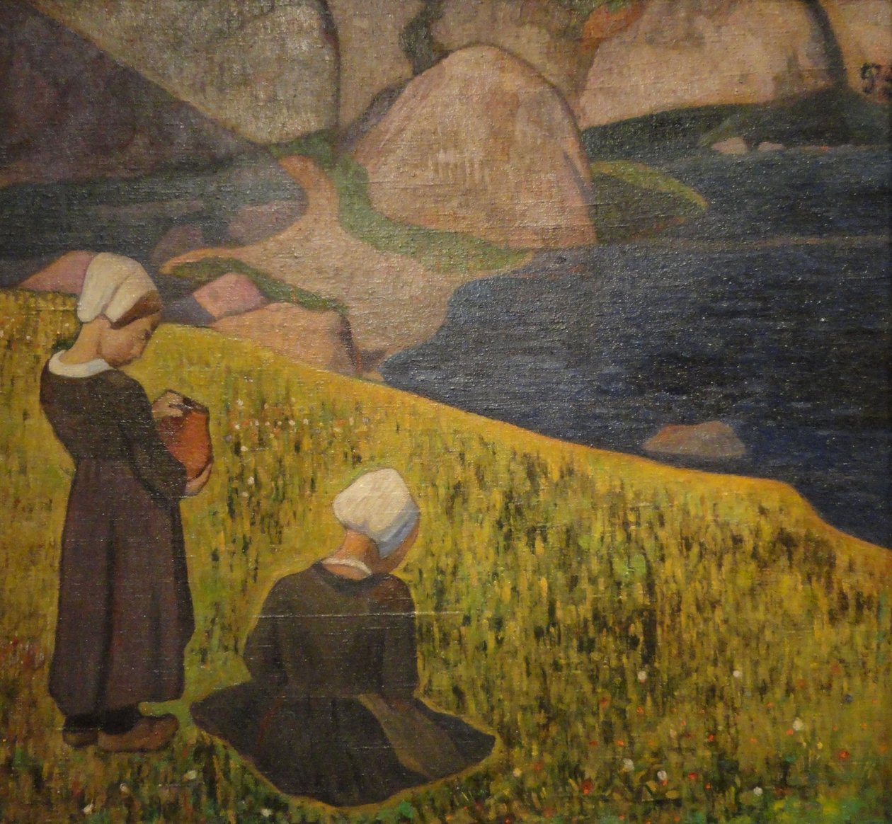 Bretonske kvinder i en kystmark af Paul Gauguin