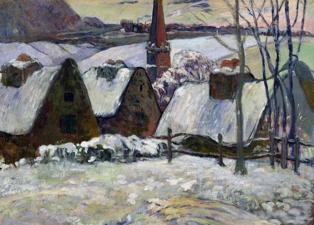 Bretonsk landsby under sne, 1894 af Paul Gauguin
