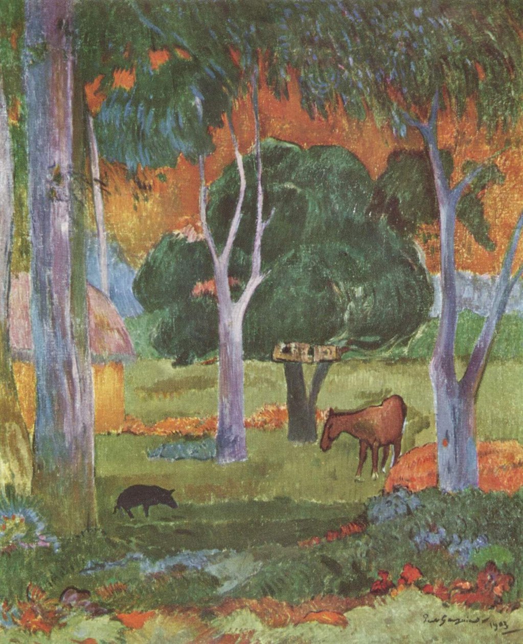Landskab på La Dominique af Paul Gauguin