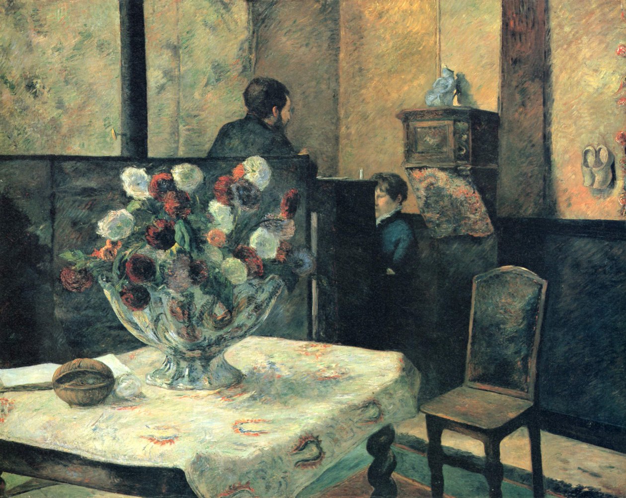 Maleri af et interiør i rue Carcel af Paul Gauguin