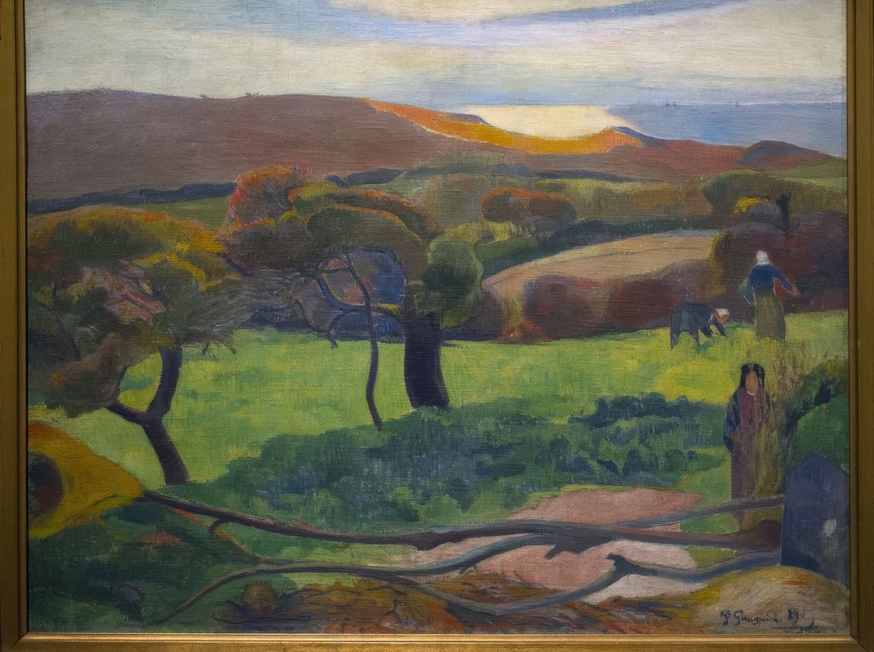 Paul Gauguin (1848-1903). fransk maler. Landskab fra Bretagne, 1889. Nationalmuseet. Stockholm. Sverige. af Paul Gauguin