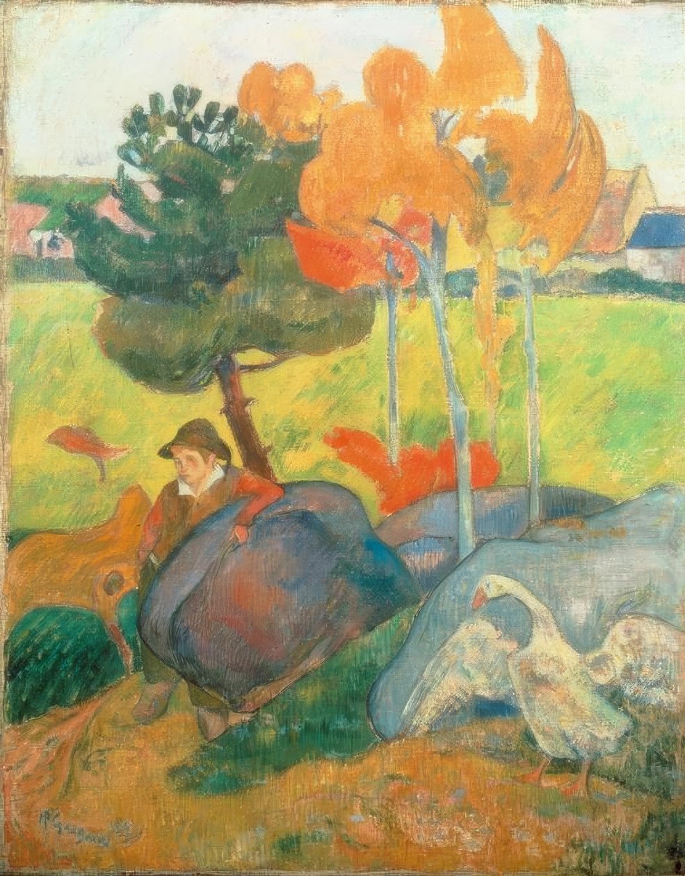 Petit Breton med gås af Paul Gauguin
