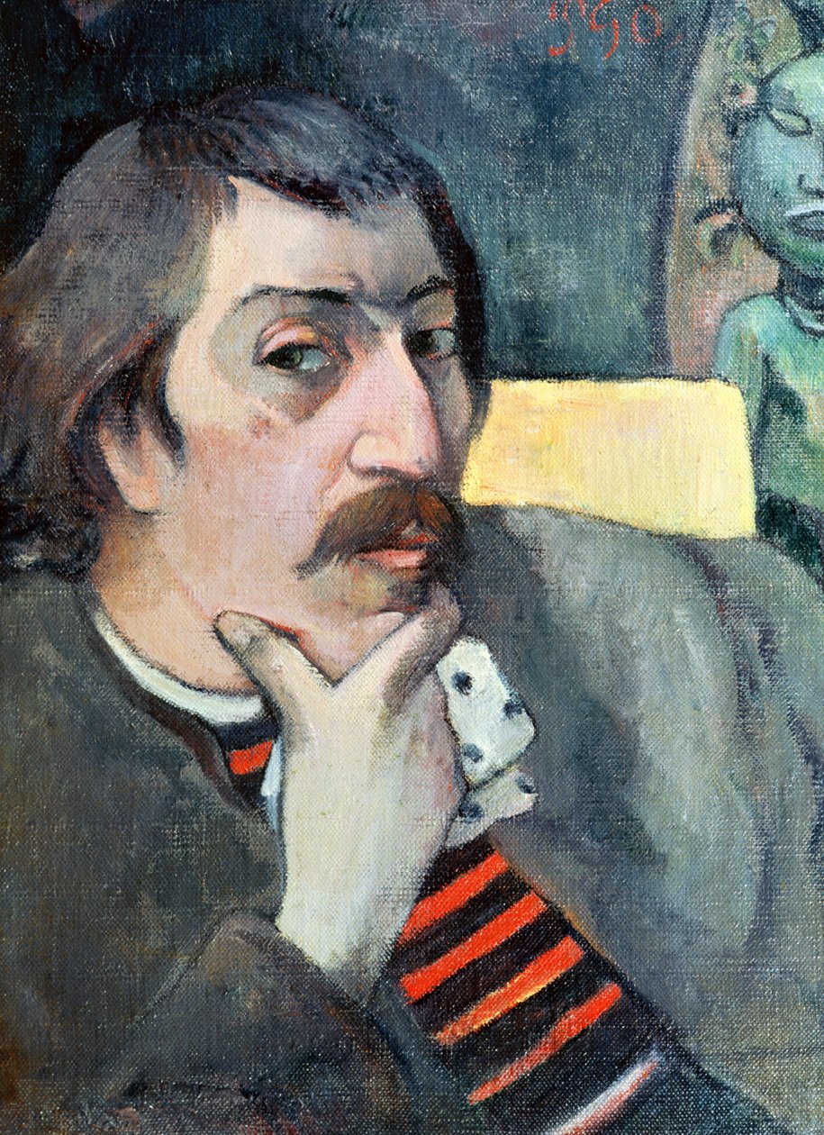 Portræt af kunstneren med idolet, ca. 1893 af Paul Gauguin