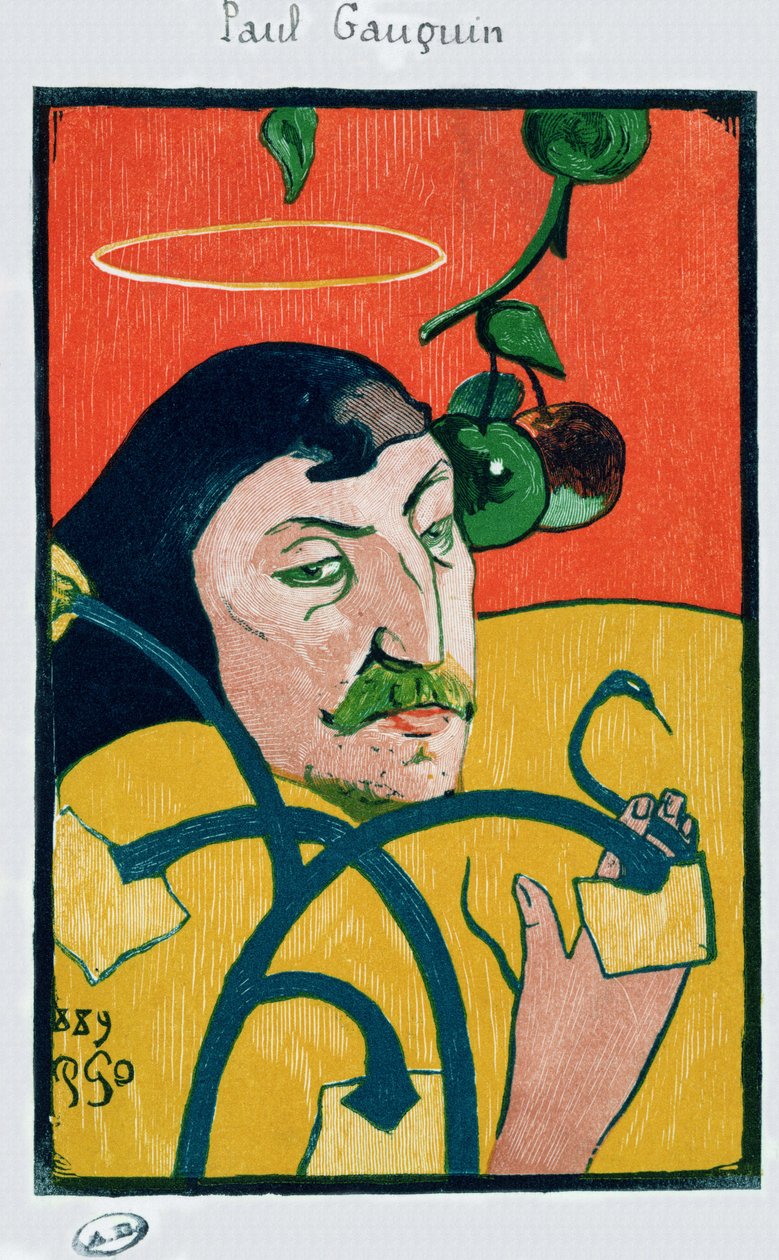 Selvportræt, 1889 (træbloktryk i farver) af Paul Gauguin