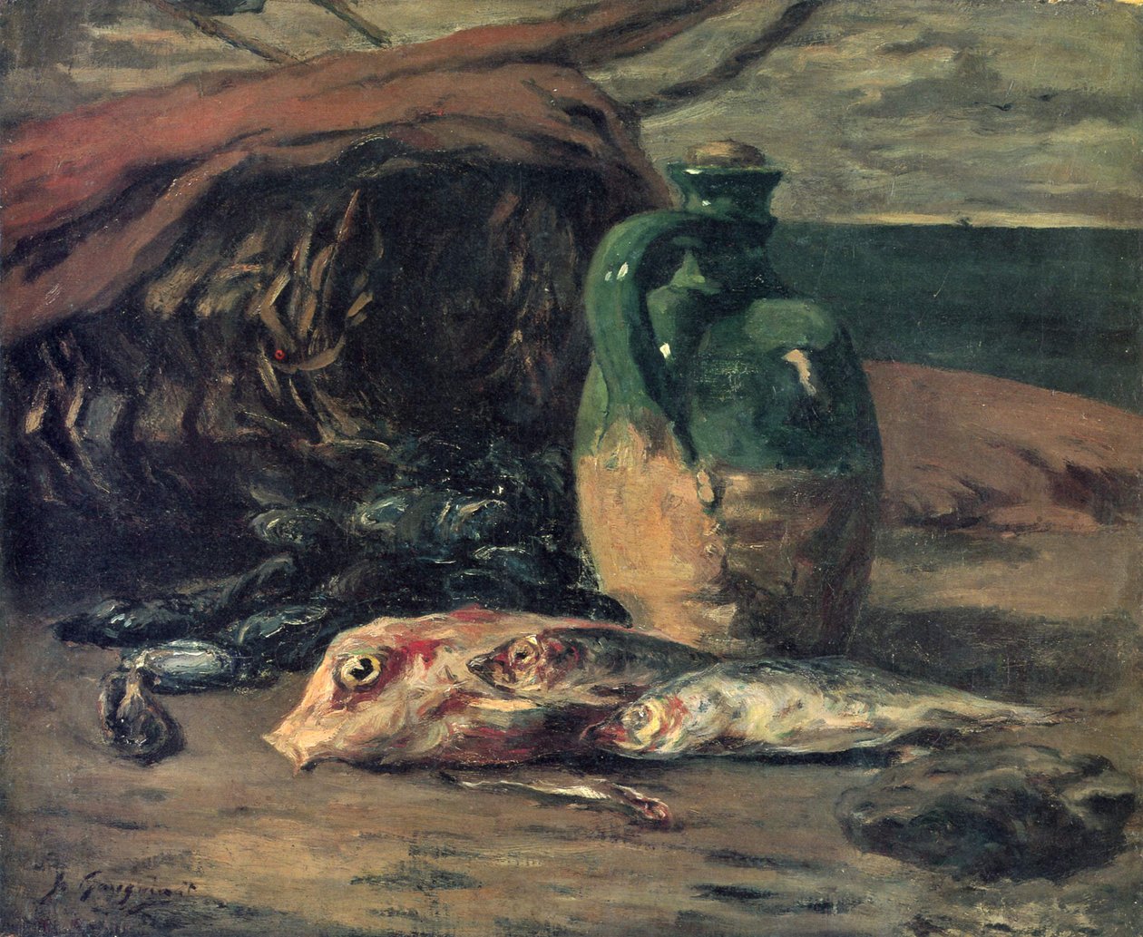 Stilleben med fisk af Paul Gauguin
