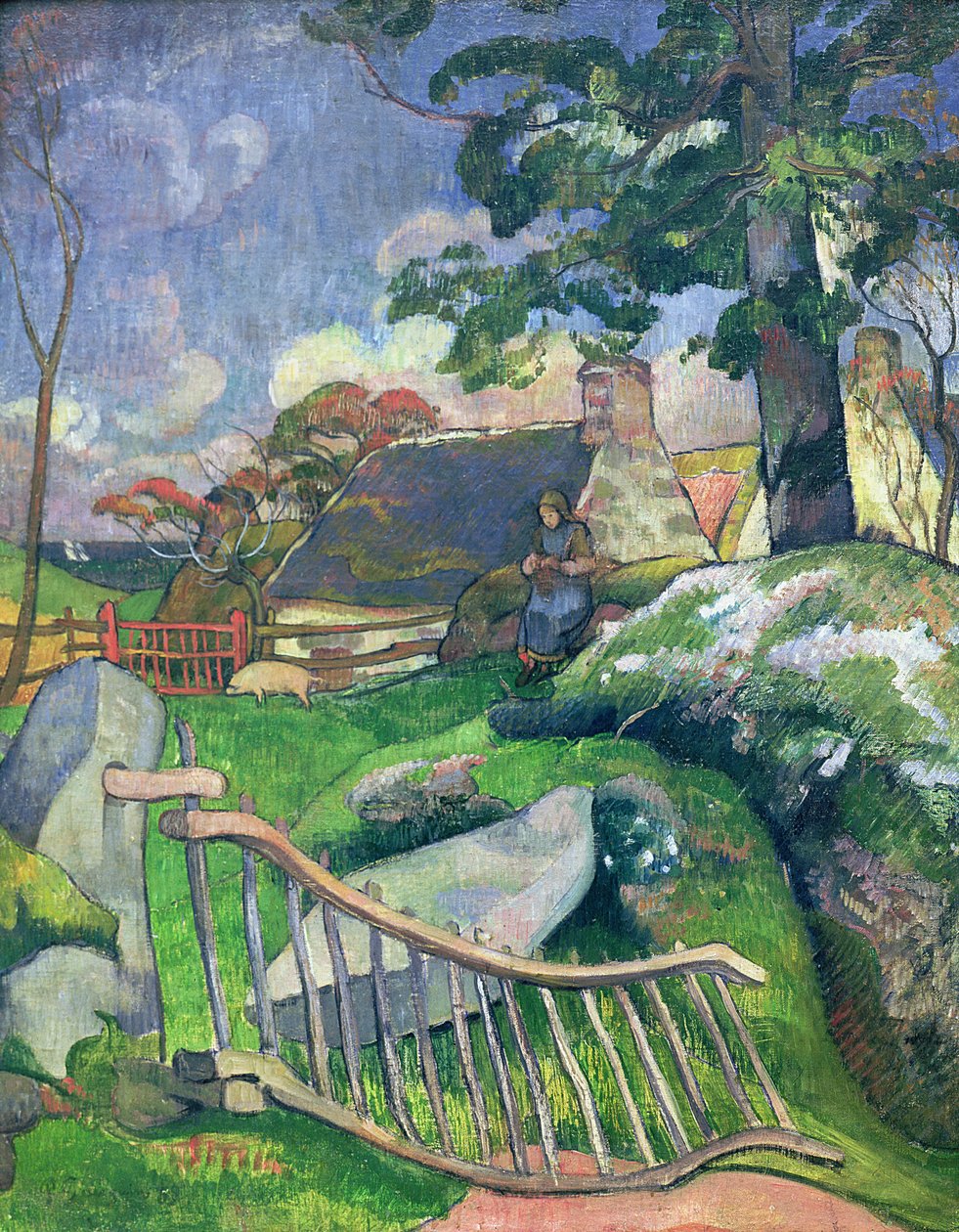 The Wooden Gate eller, The Pig Keeper, 1889 af Paul Gauguin