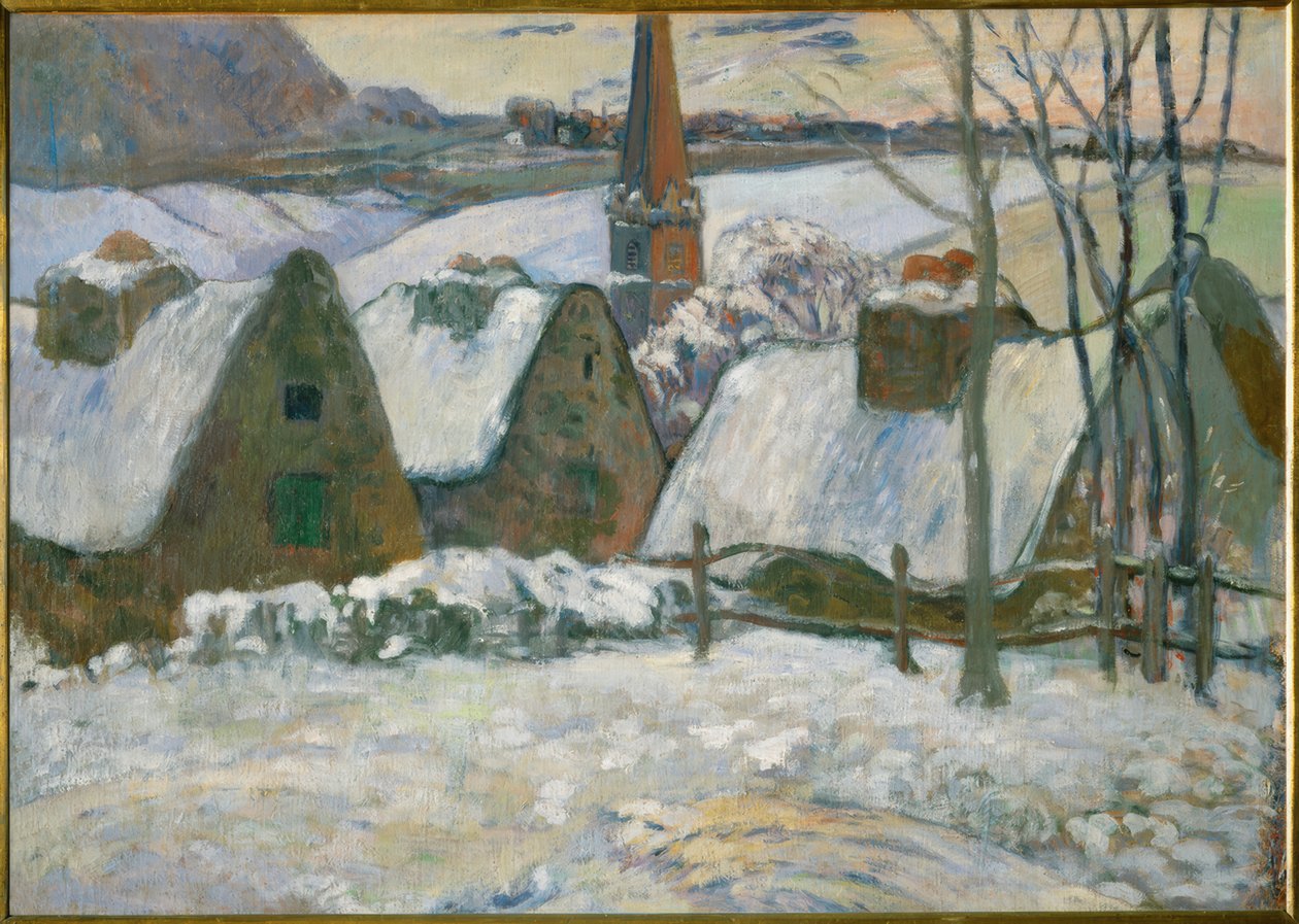 Bretonsk landsby under sneen af Paul Gauguin