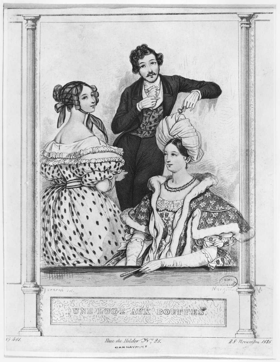 En teaterkasse på Bouffes, graveret af Jean Denis Nargeot (f.1795) 28. november 1835 af Paul Gavarni