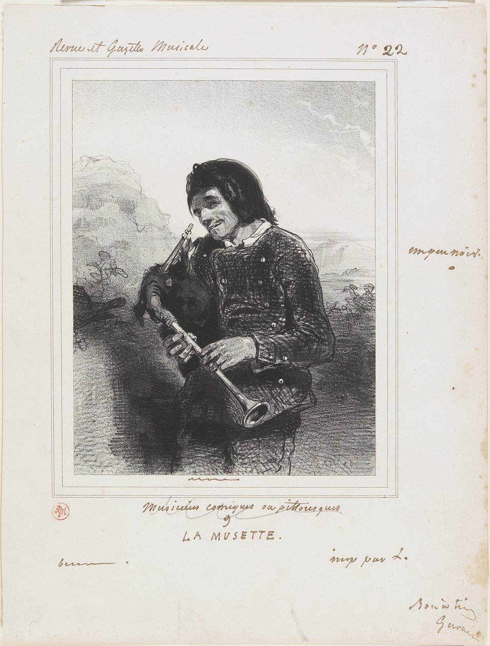 La Musette (Sækkepibespilleren), 1844 af Paul Gavarni