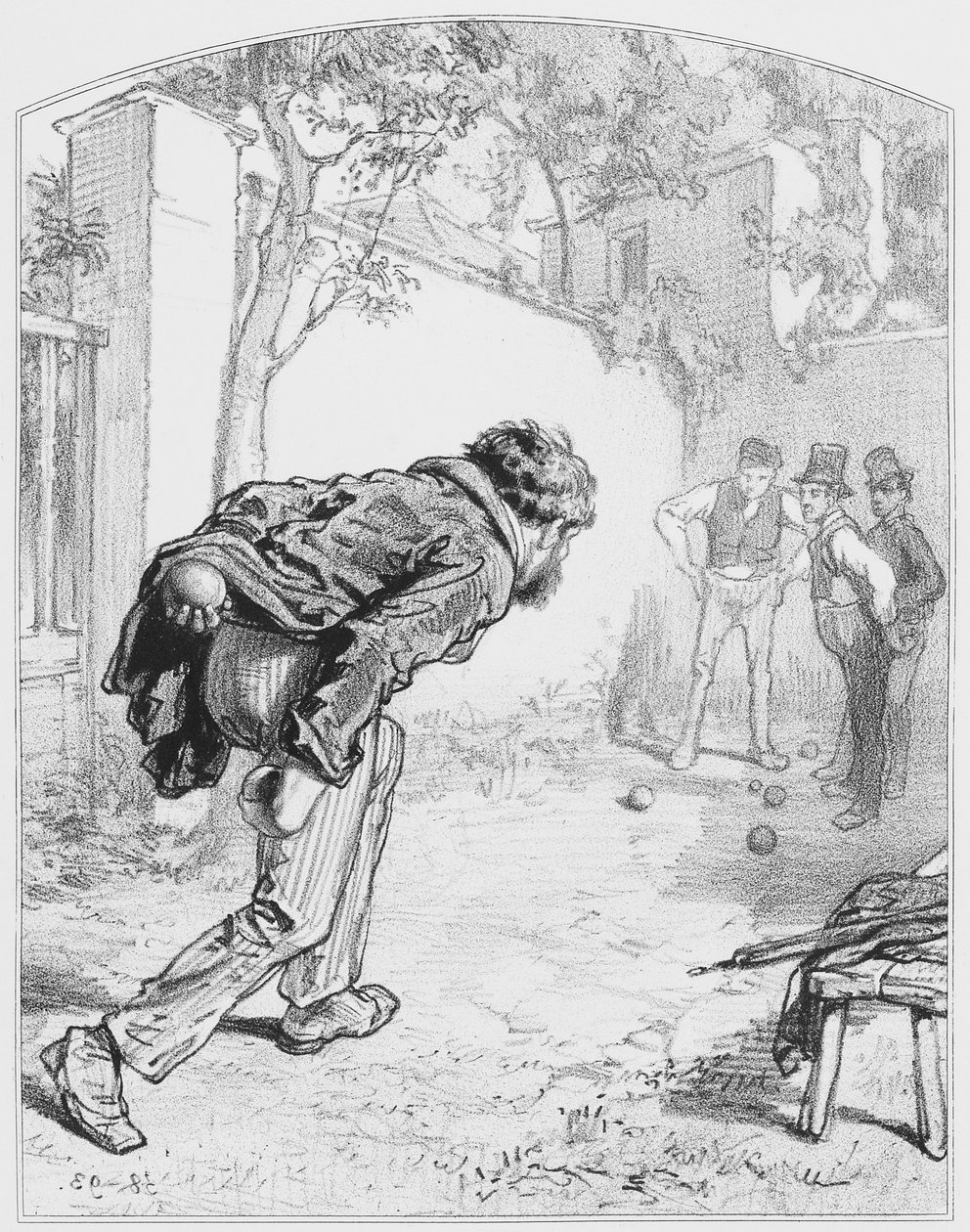 Les boules, plade 11 fra Les Toquades, 1858 af Paul Gavarni