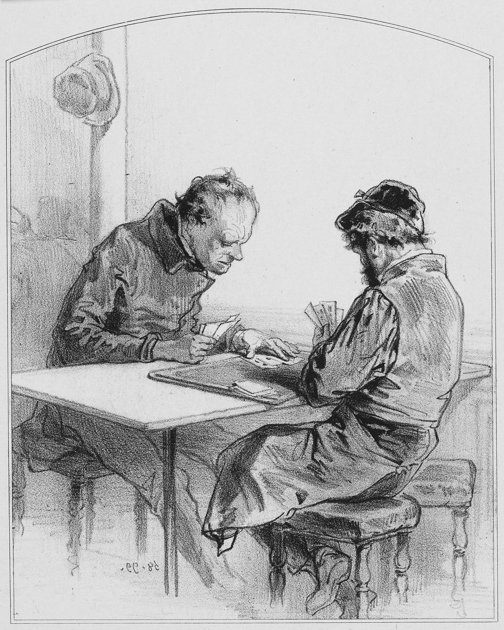 Kortene, plade 20 fra Les Toquades, 1858 af Paul Gavarni