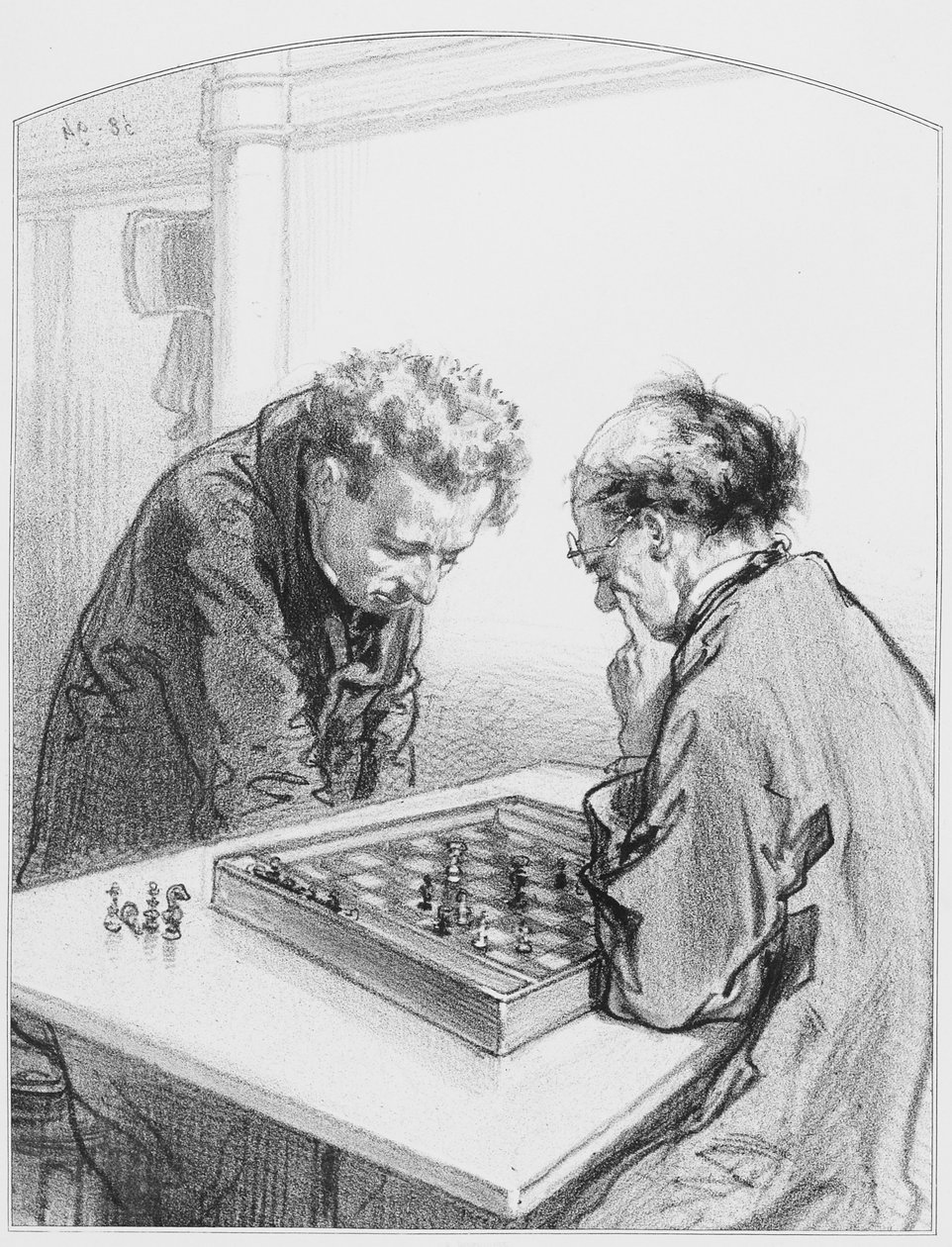 Skak, plade 15 fra Les Toquades, 1858 af Paul Gavarni
