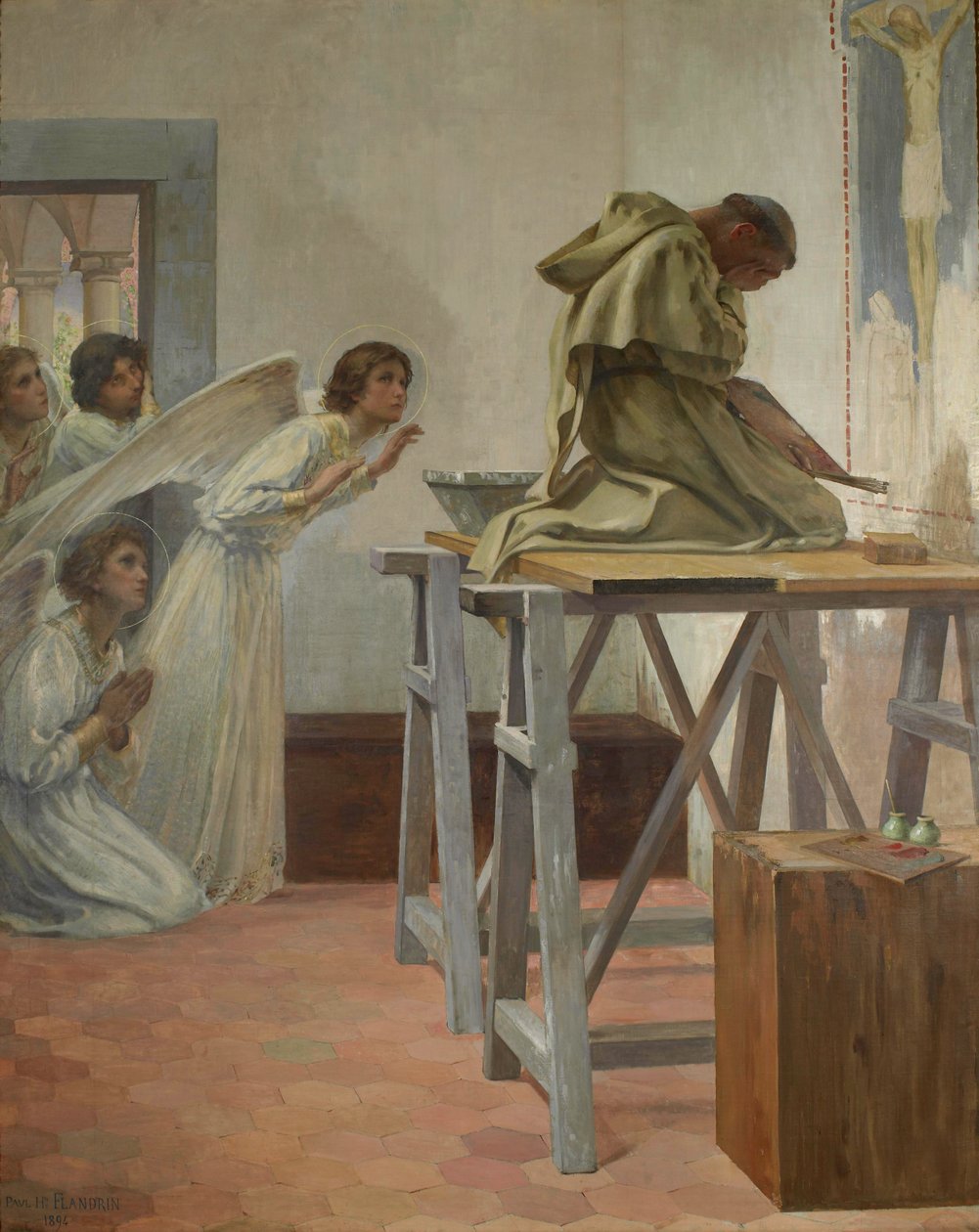 Fra Angelico besøgt af englene af Paul Hippolyte Flandrin
