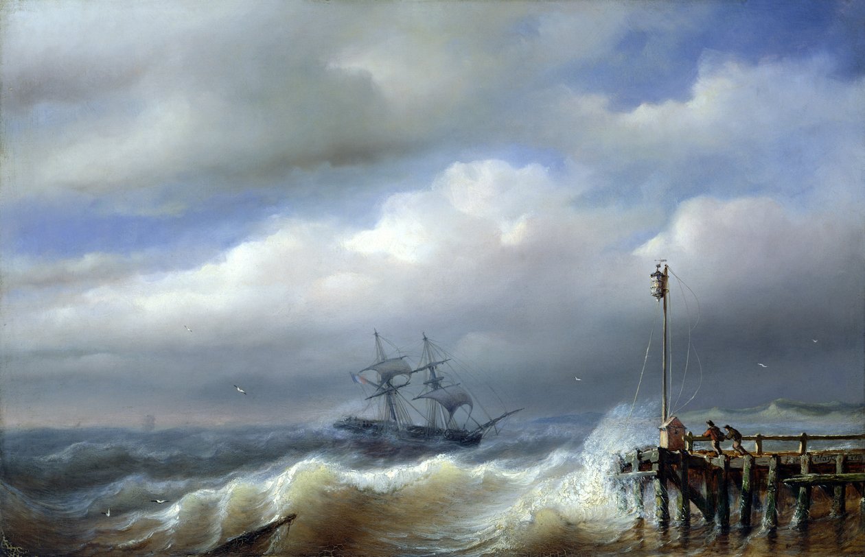 Ujævnt hav i stormfuldt vejr, 1846 af Paul Jean Clays