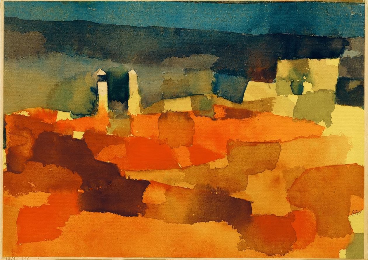 Tegning på en scizze fra Sidibusaid af Paul Klee