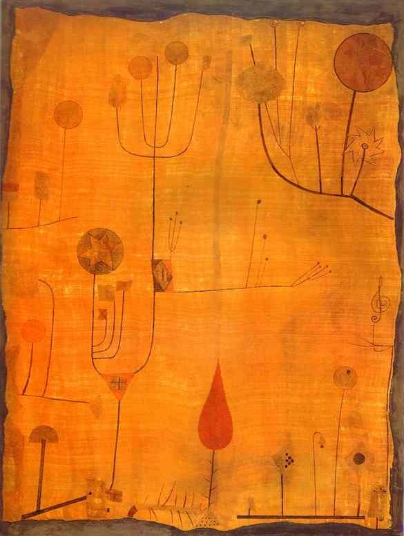 Frugt på rødt af Paul Klee