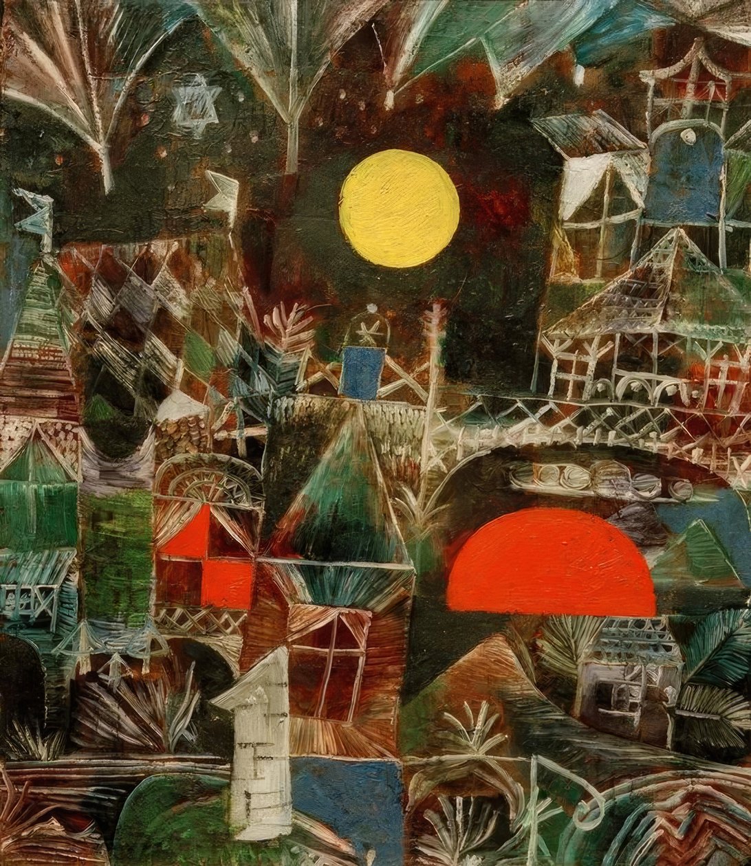 Månen stiger-solnedgang af Paul Klee