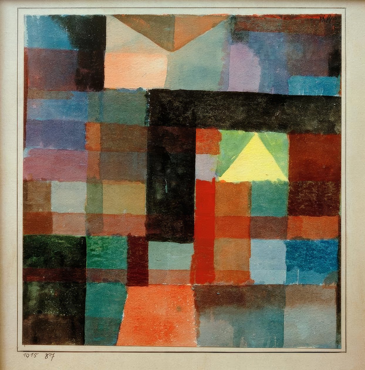 Rumarkitektur med den gule pyramide / kold-varm af Paul Klee