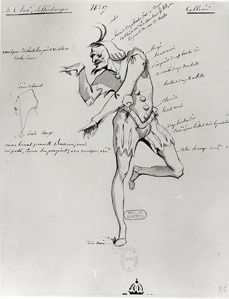 Kostumedesign til en akrobat i Benvenuto Cellini af Hector Berlioz (1803-69) 1838 af Paul Lormier