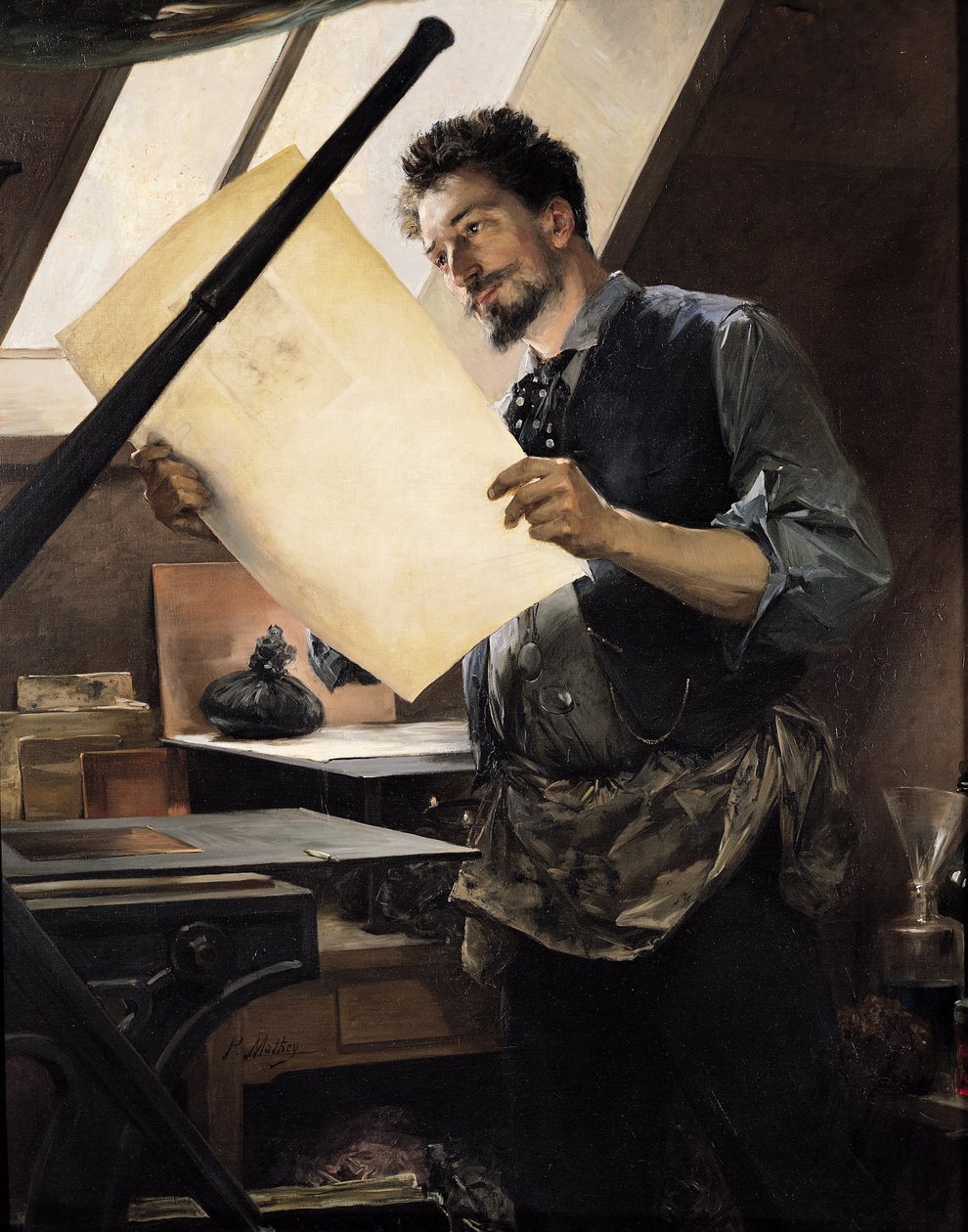 Felicien Rops (1833-98) i sit atelier af Paul Mathey