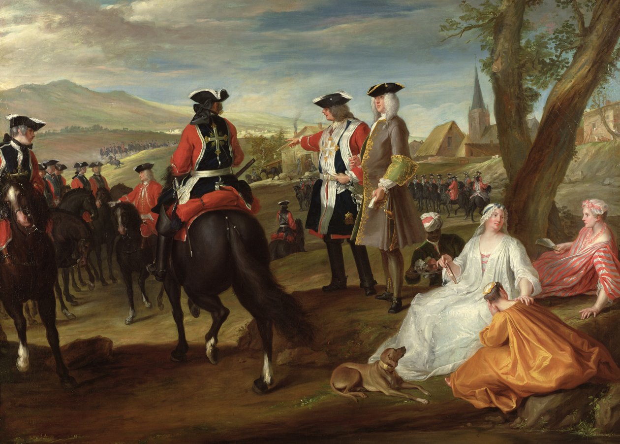 Gennemgang af de sorte musketerer på Plaine des Sablons, 1729 af Paul Ponce Antoine Robert