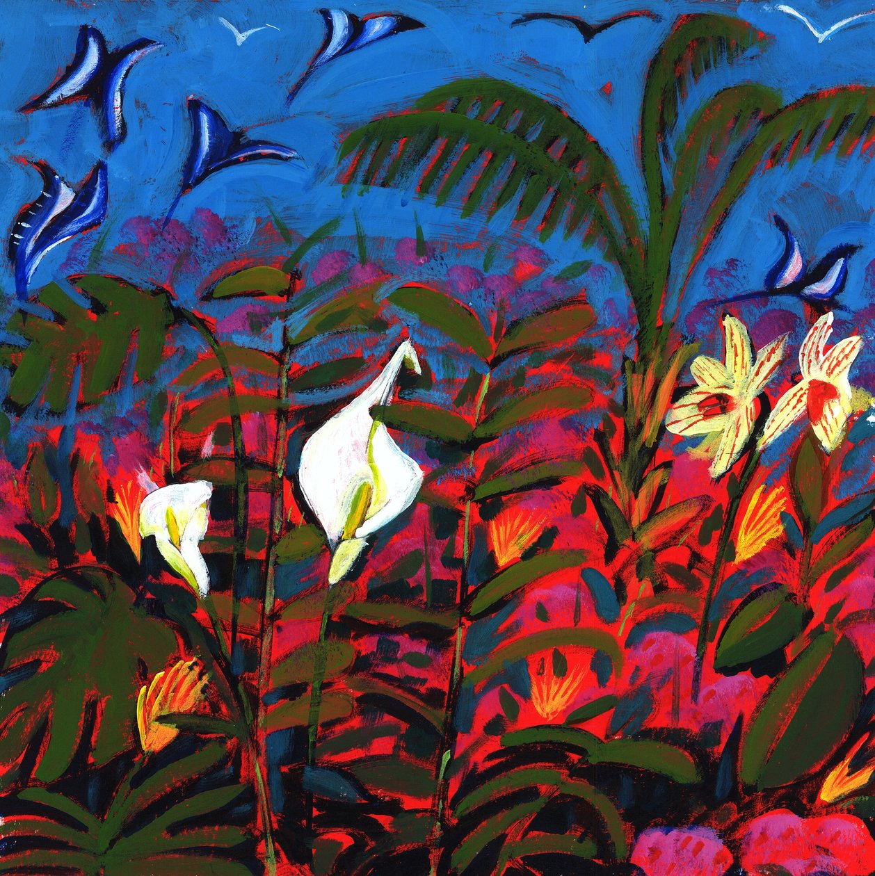 Exotic Garden, 2008 (akryl om bord) af Paul Powis