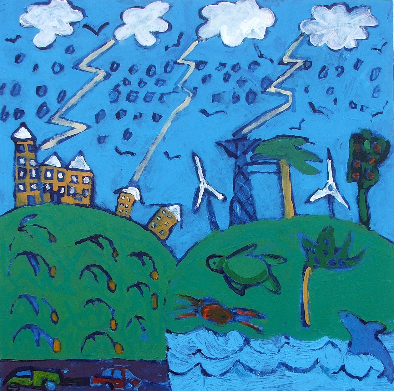 Global Warming (akryl om bord) af Paul Powis