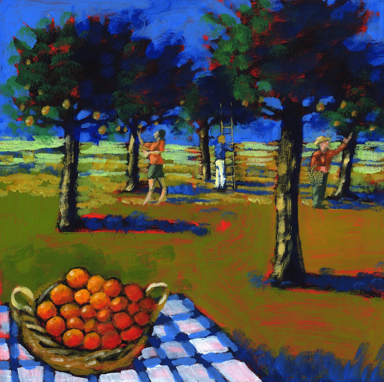 Orange picking, 2008 (akryl på plade) af Paul Powis