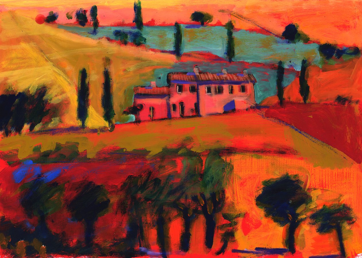 Toscana, 2008 (akryl om bord) af Paul Powis
