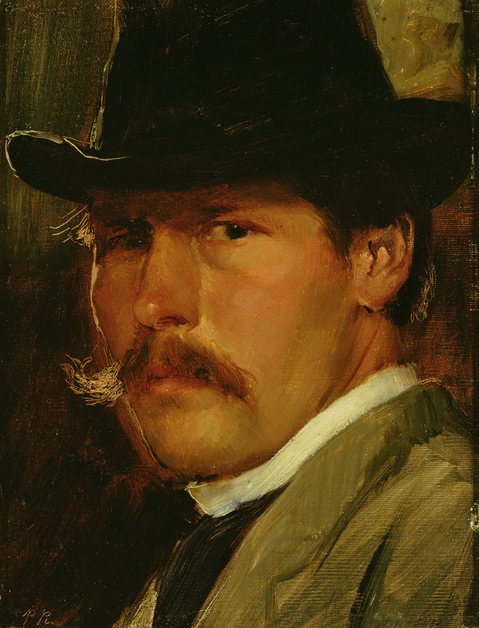 Selvportræt i en hat, 1900 af Paul Raud