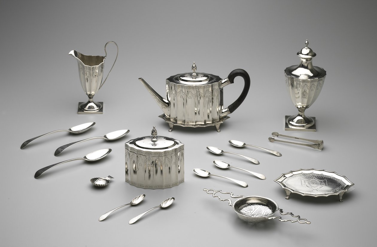 Tea Service, 1792 (sølv og træ) af Paul Revere