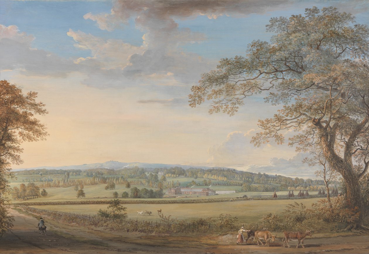 A View of Vinters at Boxley, Kent, with Mr. Whatmans Turkey Paper Mills af Paul Sandby