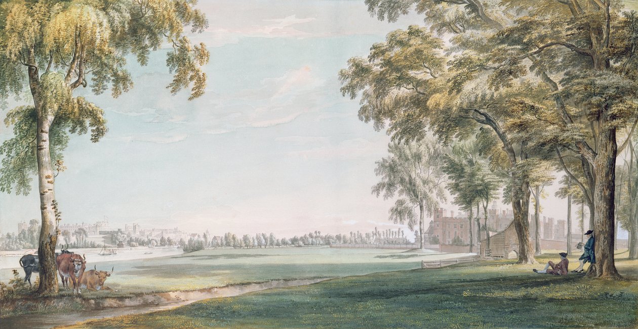 Eton College og Windsor fra Playing Fields af Paul Sandby