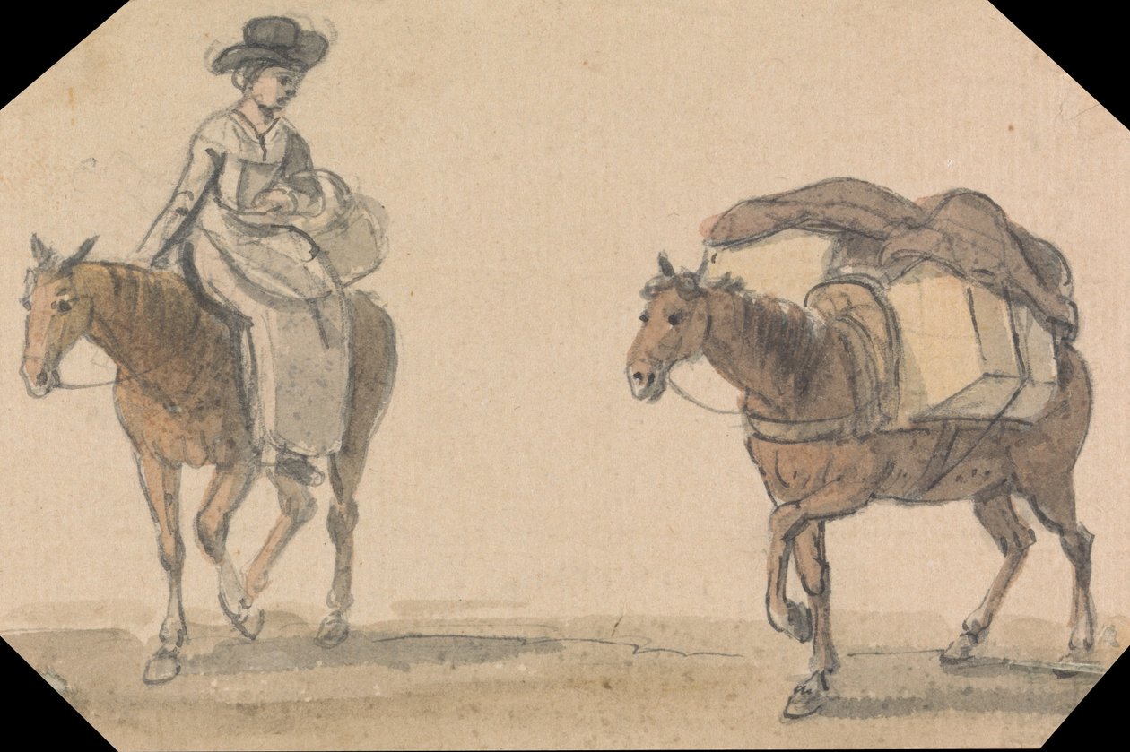 Pige med Packhorse af Paul Sandby