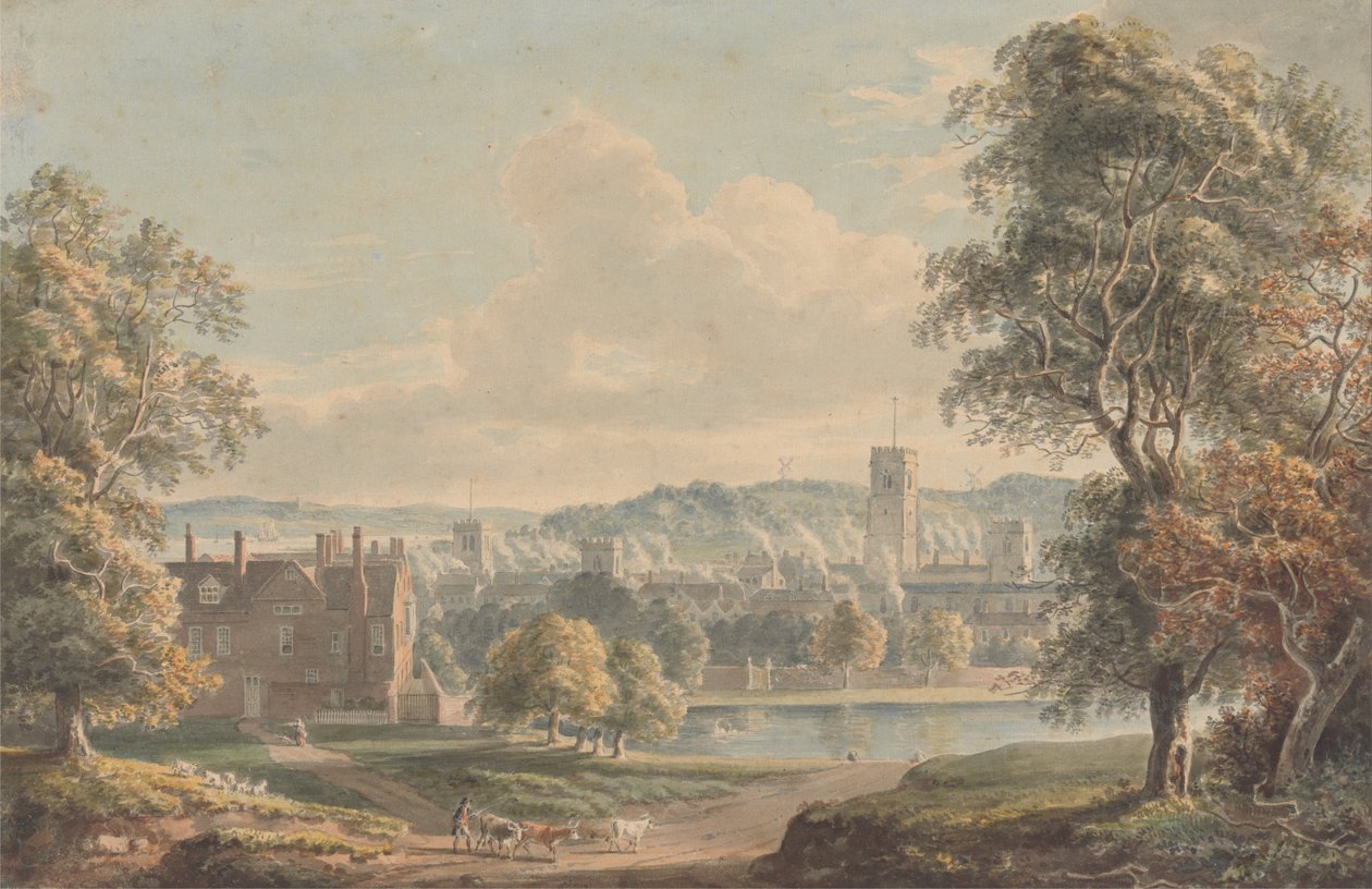 Ipswich fra Grounds of Christchurch Mansion af Paul Sandby