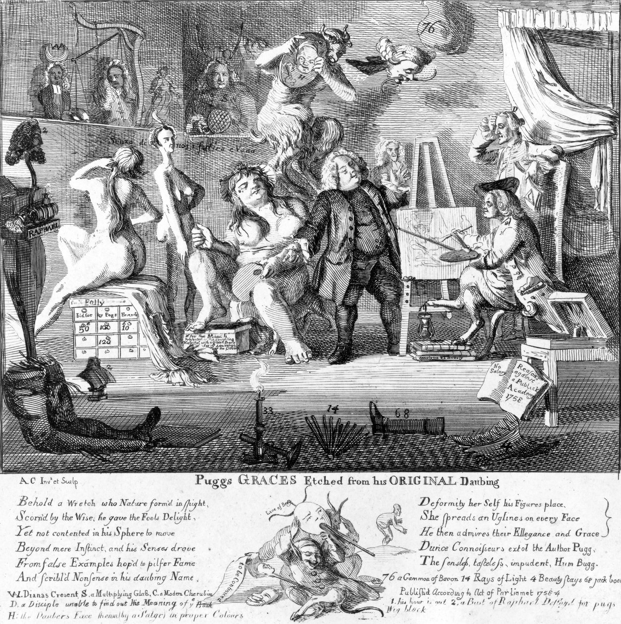 Puggs Graces ætset fra hans originale tegninger, 1753 af Paul Sandby