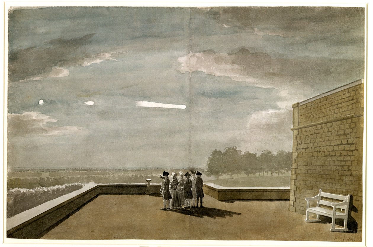 Meteoren den 18. august 1783, set fra den østlige vinkel på den nordlige terrasse, Windsor Castle, 1783 af Paul Sandby
