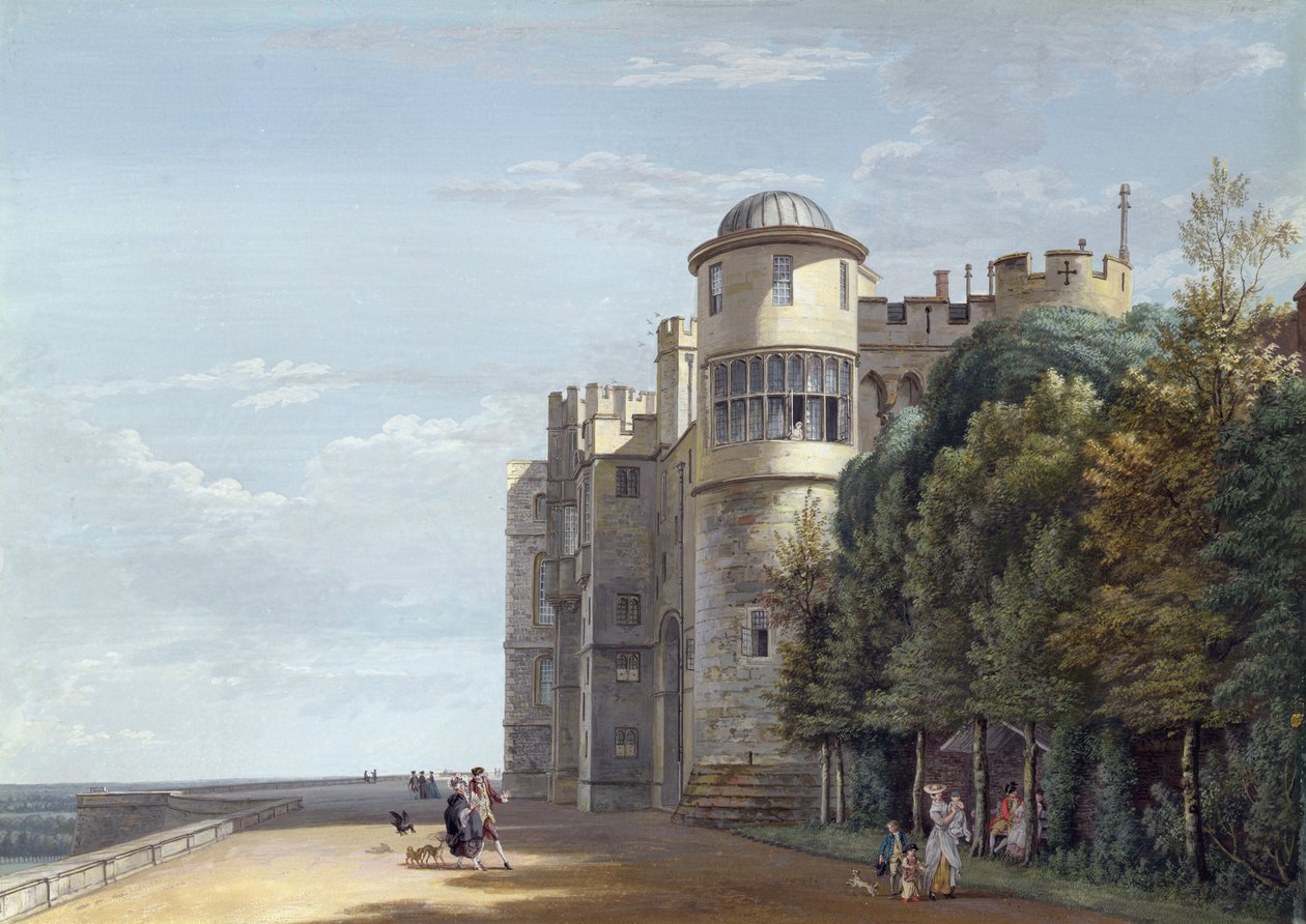 The North Terrace, Windsor Castle, kigger mod øst af Paul Sandby
