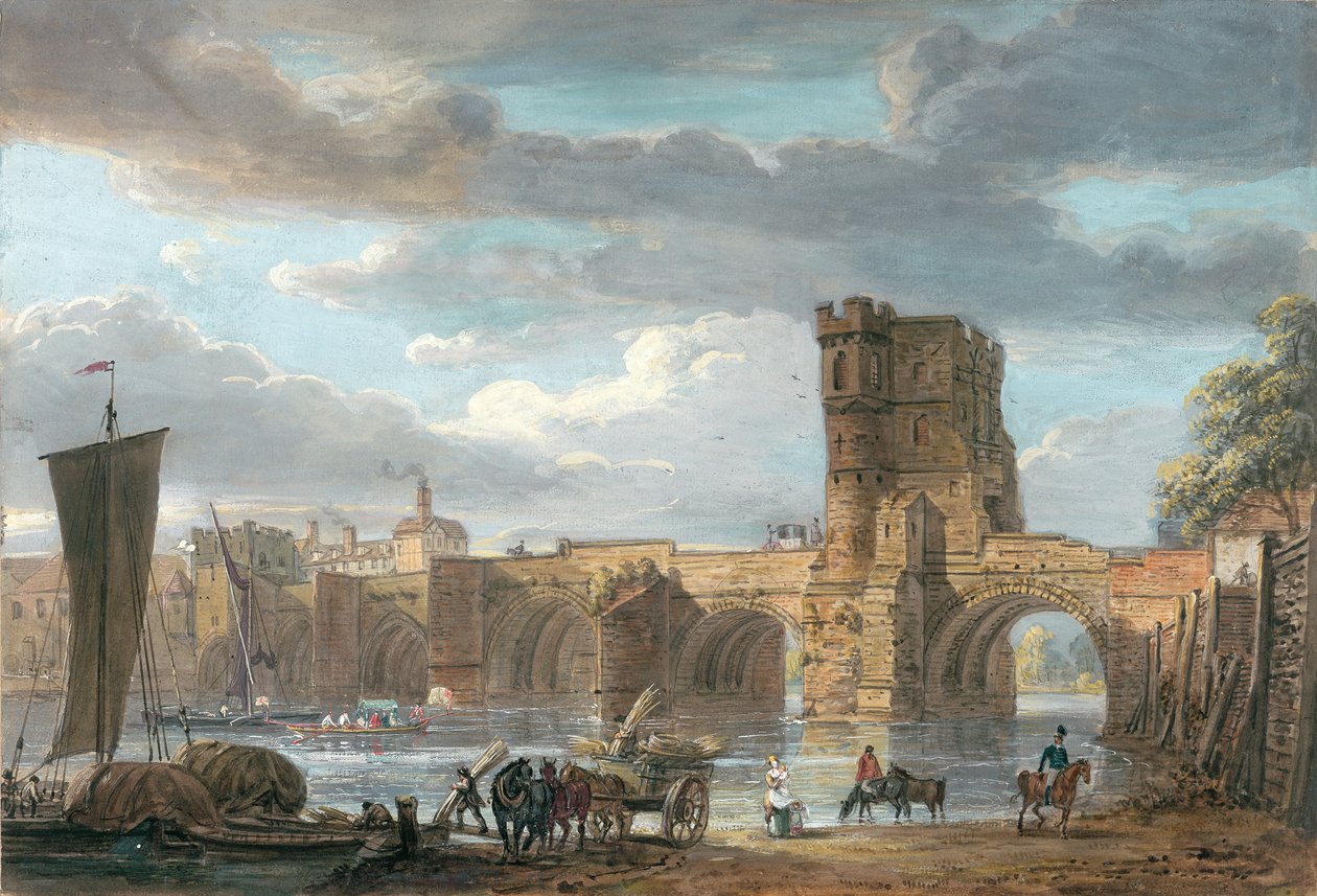 Den gamle walisiske bro, Shrewsbury af Paul Sandby