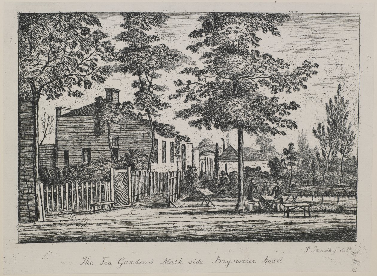 The Tea Gardens, nordsiden af Bayswater Road, ca. 1780 af Paul Sandby