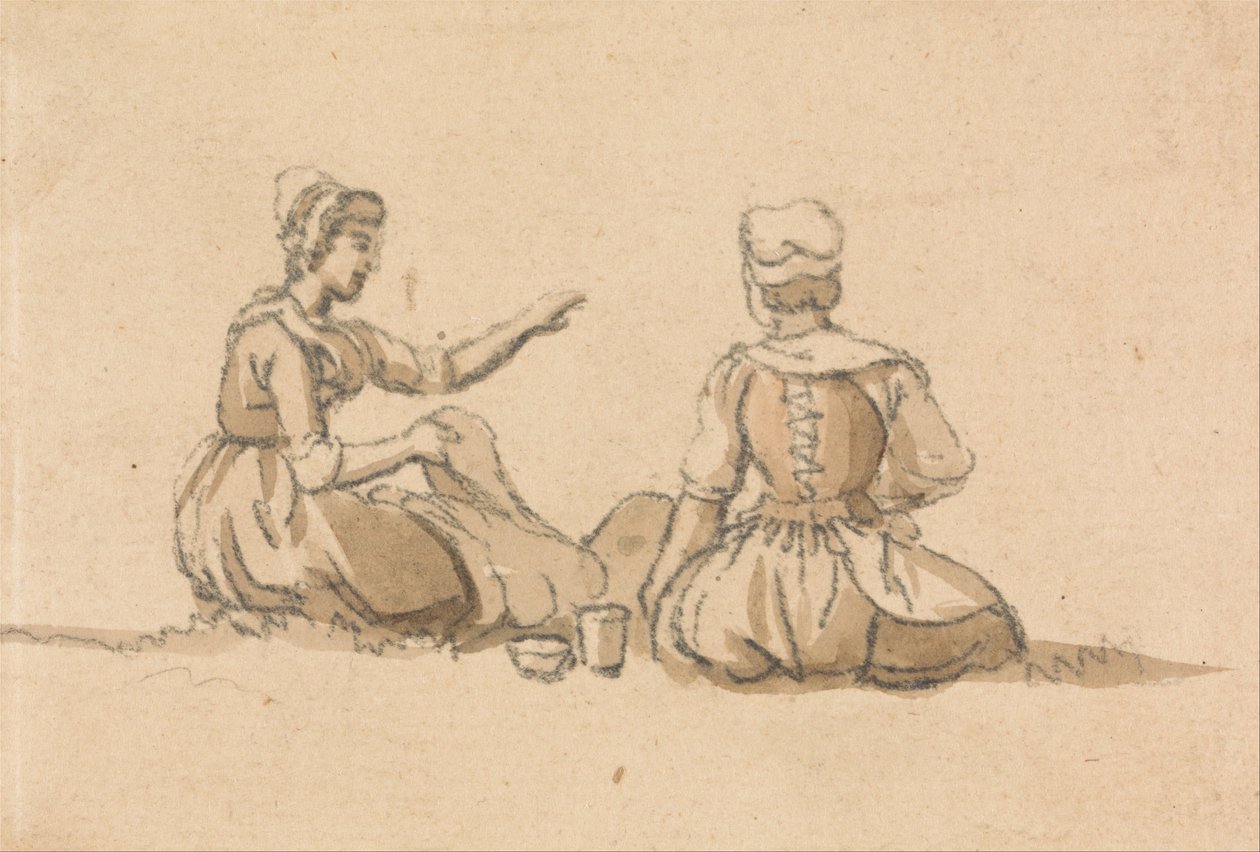 To piger siddende af Paul Sandby