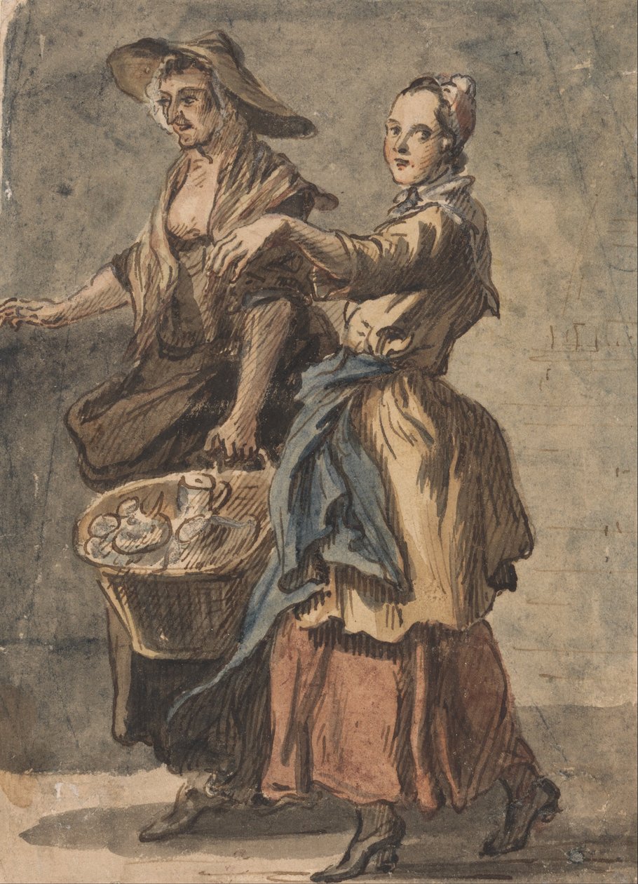 To kvinder holder en kurv af Paul Sandby