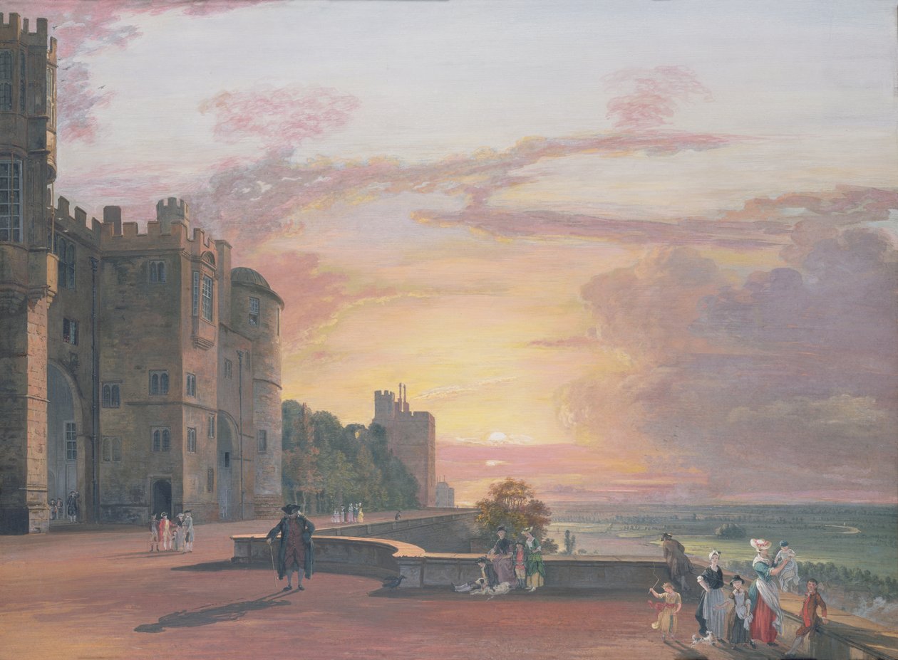Windsor Castle: North Terrace, der ser mod vest ved solnedgang af Paul Sandby