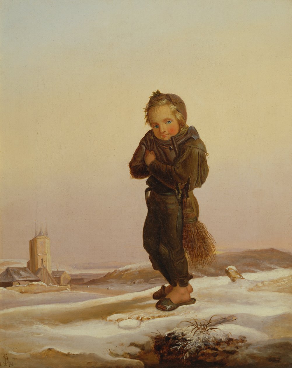 Børneskorstensfejer i sne, 1876 af Paul Seignac
