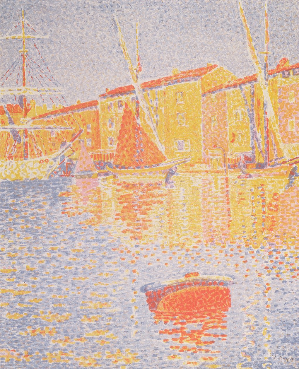 Bøje, Port of St. Tropez, 1894 (farvet litho) af Paul Signac