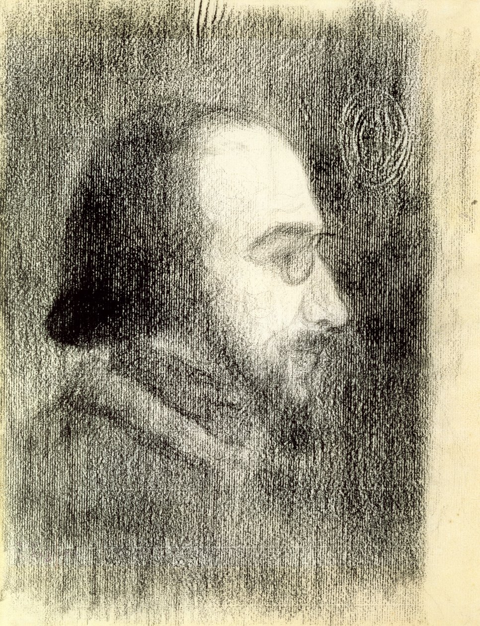 Erik Satie (1866-1925) c.1886 (farveblyant på papir) af Paul Signac